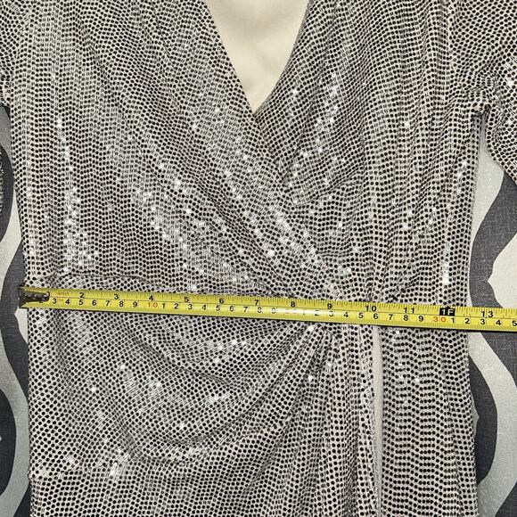 John Meyer JM Studio Dress Womens 8 Silver Sequin Party Cocktail Popover - Picture 7 of 16
